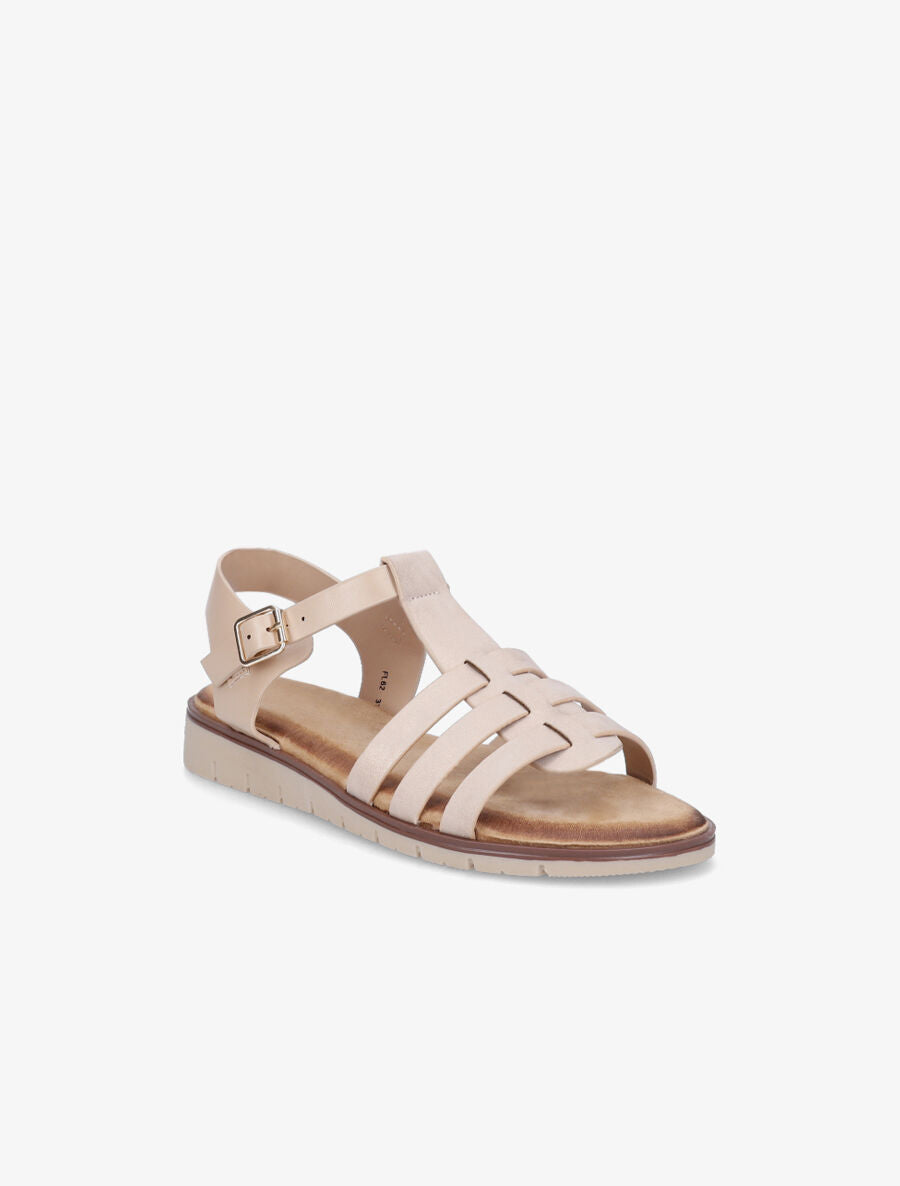 Nu-pieds style spartiates en simili - Rose - 2
