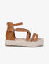 Sandales à plateforme en simili - Camel - 1