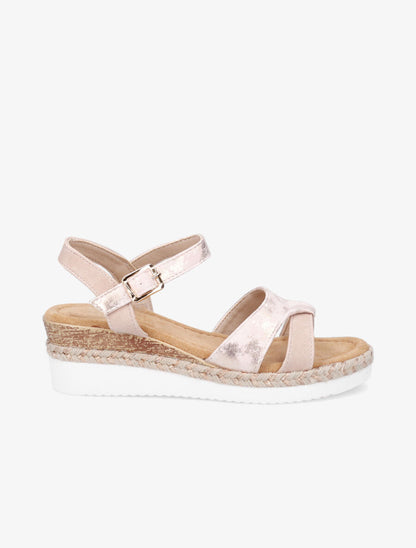 Sandales compensées brides irisées - Rose - 5