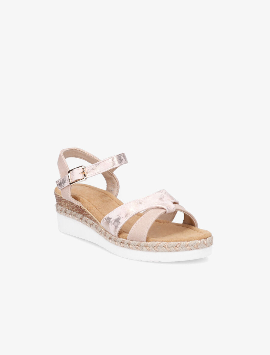 Sandales compensées brides irisées - Rose - 2