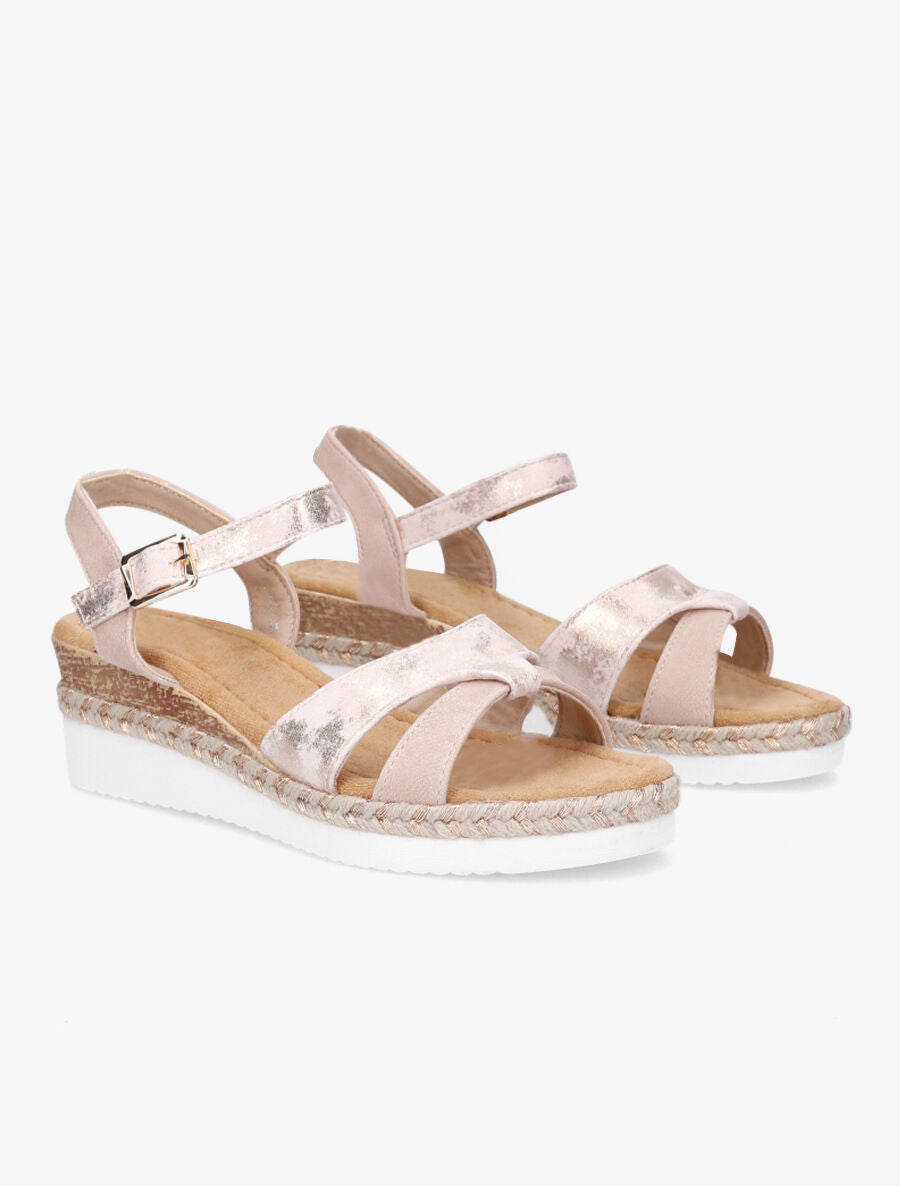 Sandales compensées brides irisées - Rose - 4