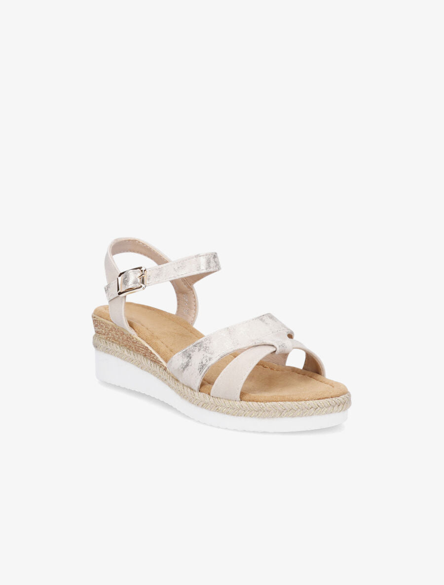 Sandales compensées brides irisées - Beige - 2