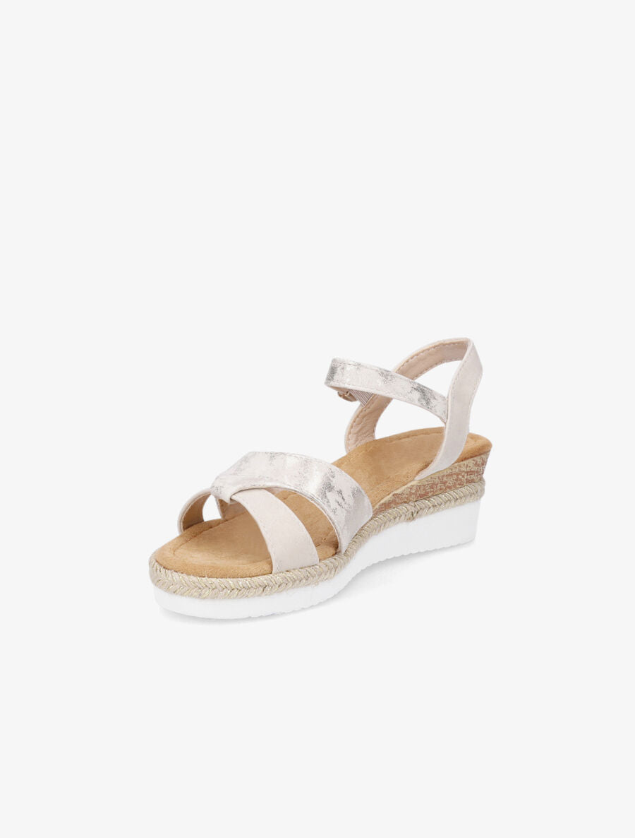 Sandales compensées brides irisées - Beige - 3