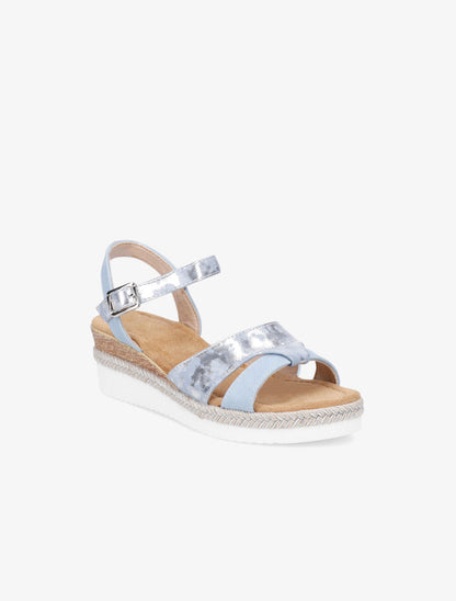 Sandales compensées brides irisées - Bleu - 2