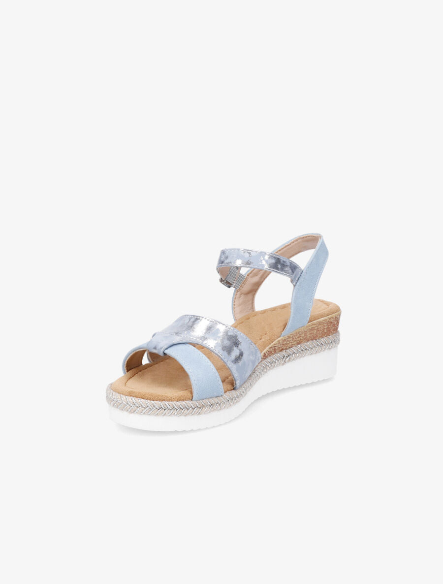 Sandales compensées brides irisées - Bleu - 3
