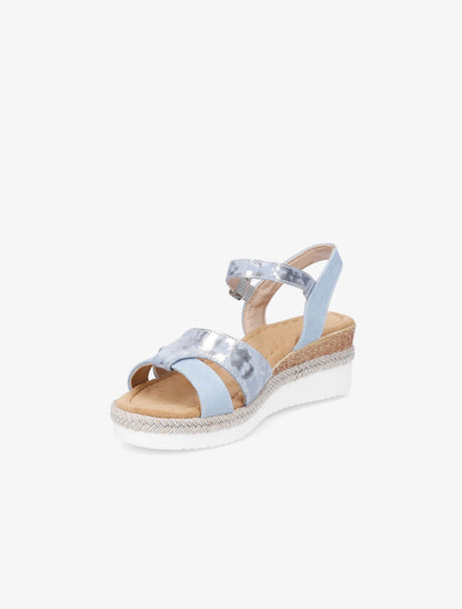 Sandales compensées brides irisées - Bleu - 3