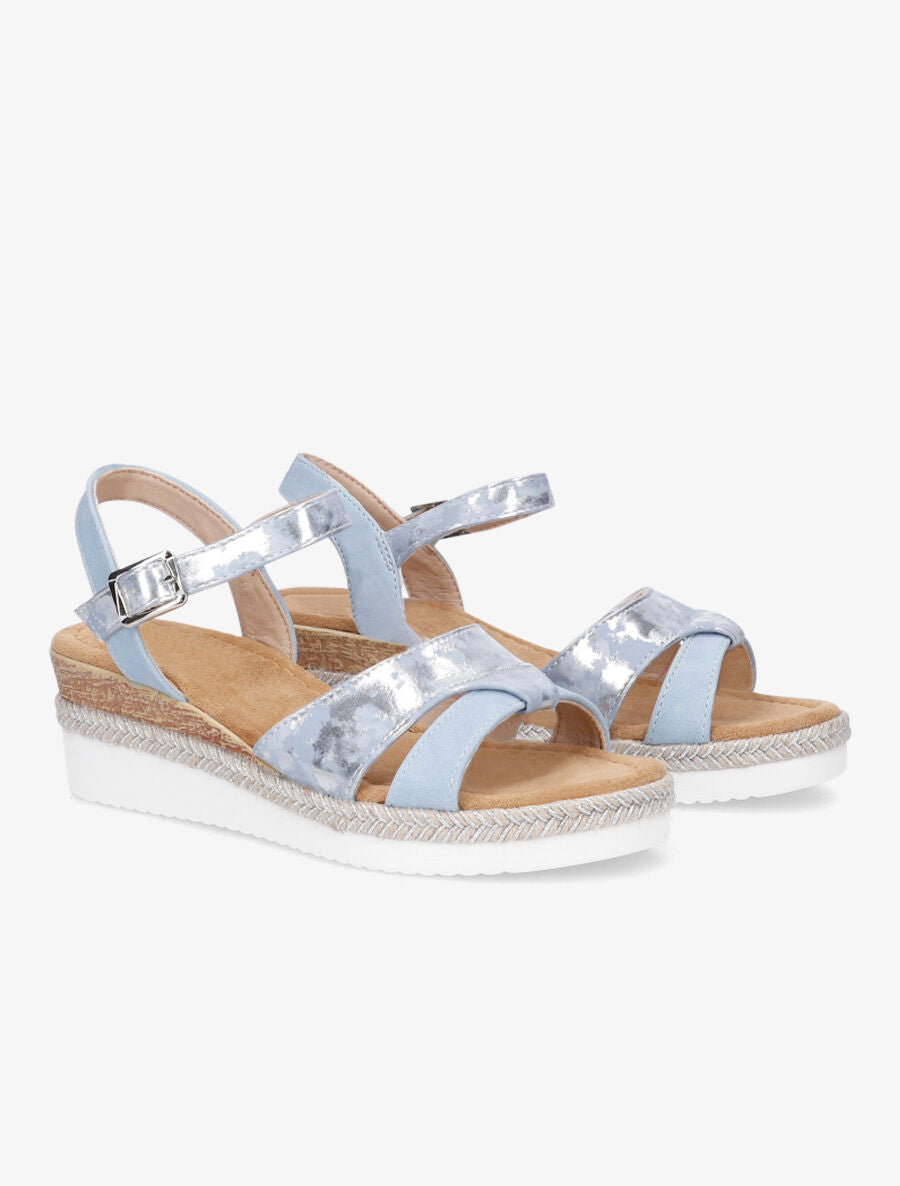 Sandales compensées brides irisées - Bleu - 4