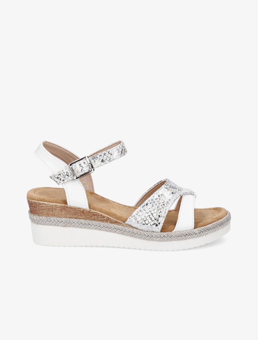 Sandales compensées brides irisées - Blanc - 5