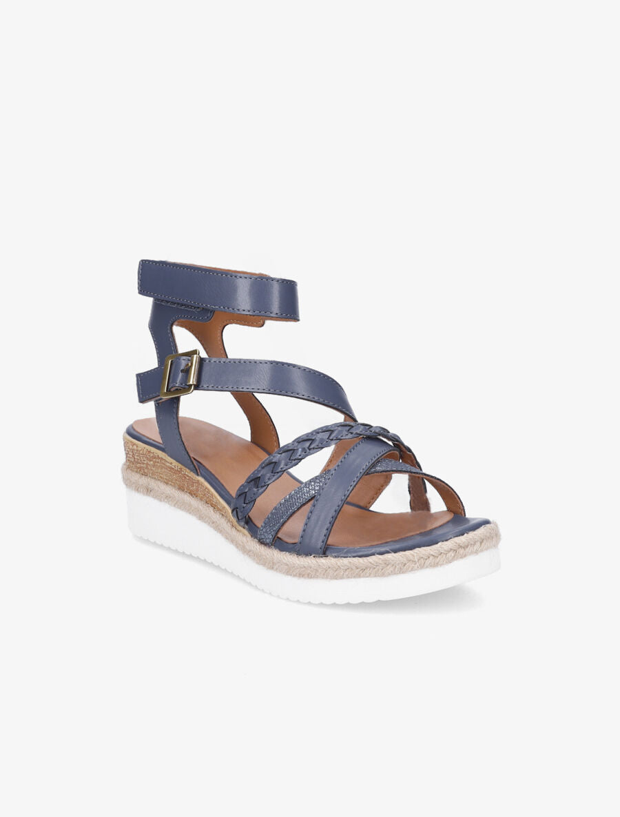 Sandales en simili à scratch et à boucle - Bleu - 2