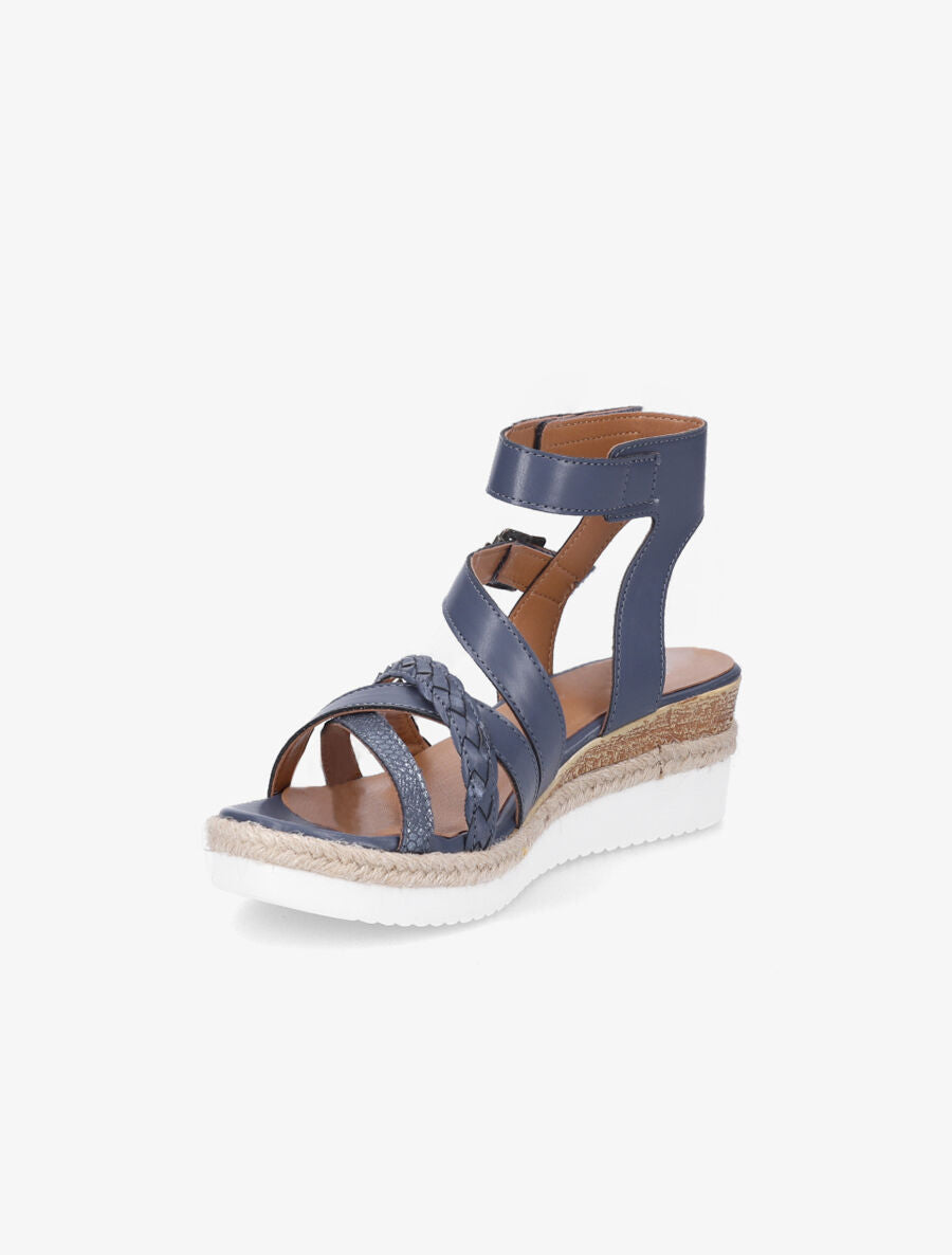 Sandales en simili à scratch et à boucle - Bleu - 3
