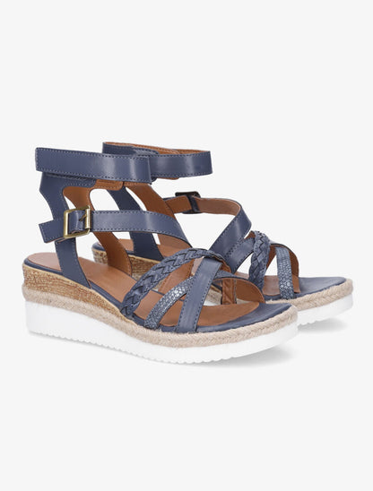 Sandales en simili à scratch et à boucle - Bleu - 4