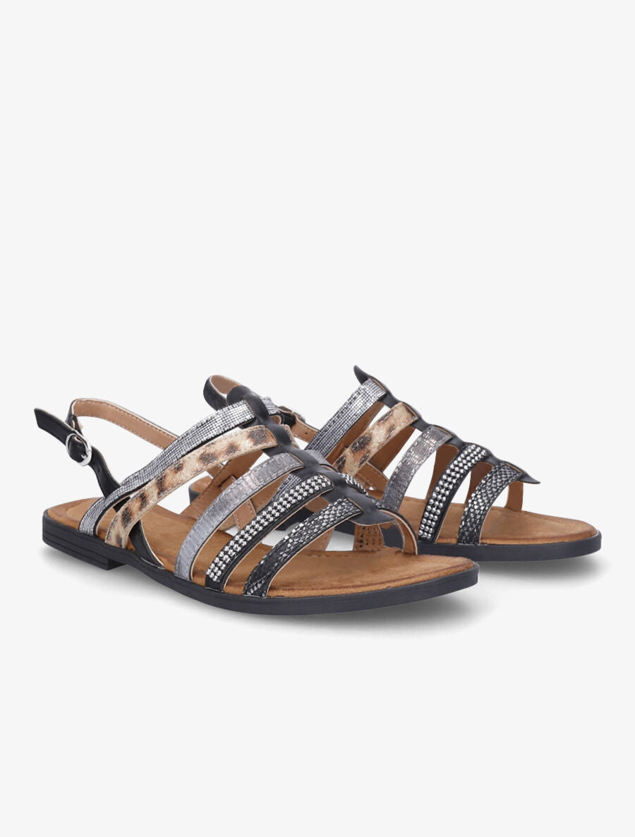 Nu-pieds en simili à multibrides - Noir - 4