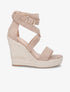 Sandales compensées en suédine - Beige foncé - 1