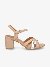 Sandales effet python à brides entrelacées - Beige - 1