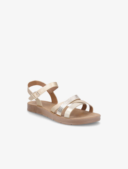 Nu-pieds en simili à brides irisées et python - Or - 2