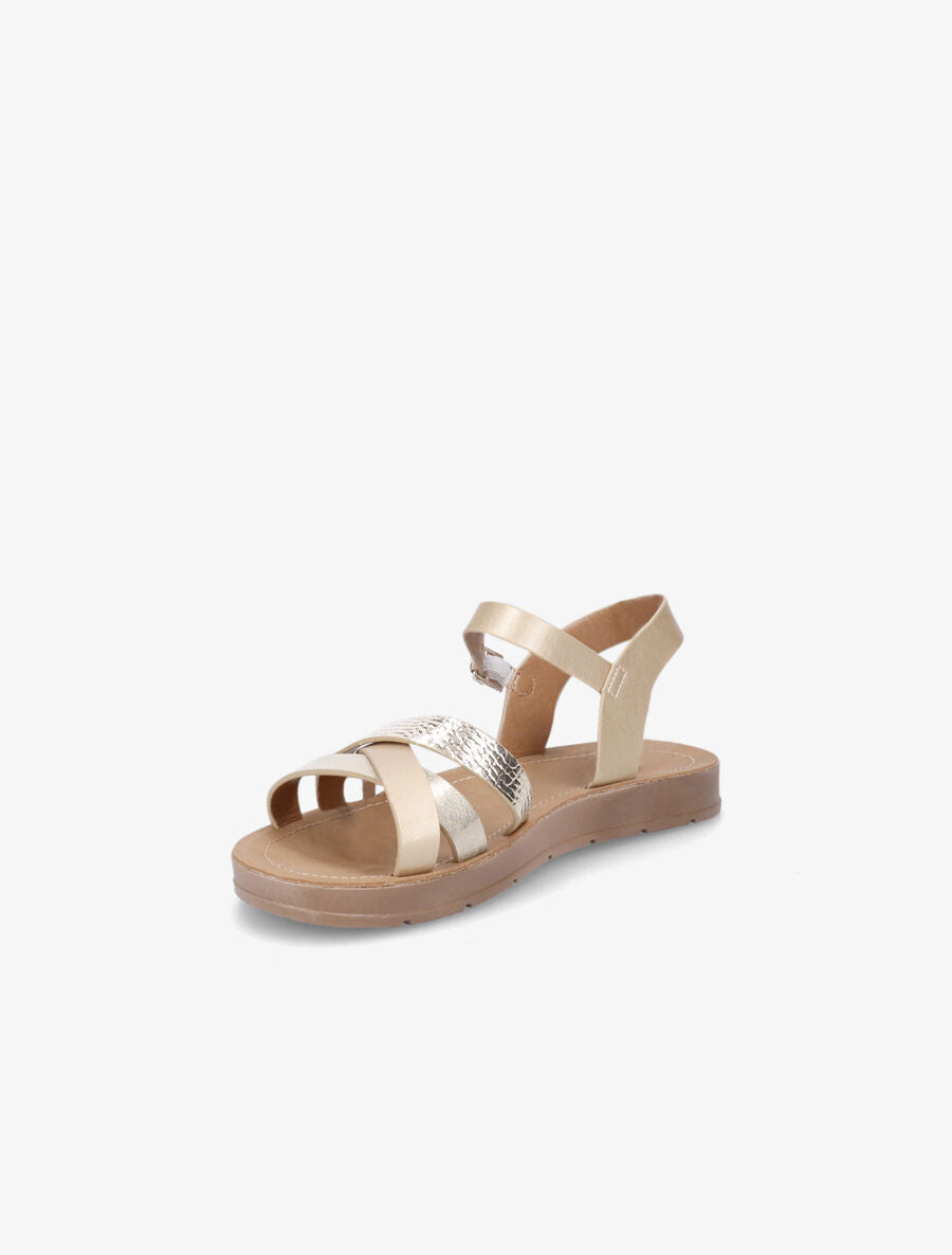 Nu-pieds en simili à brides irisées et python - Or - 3