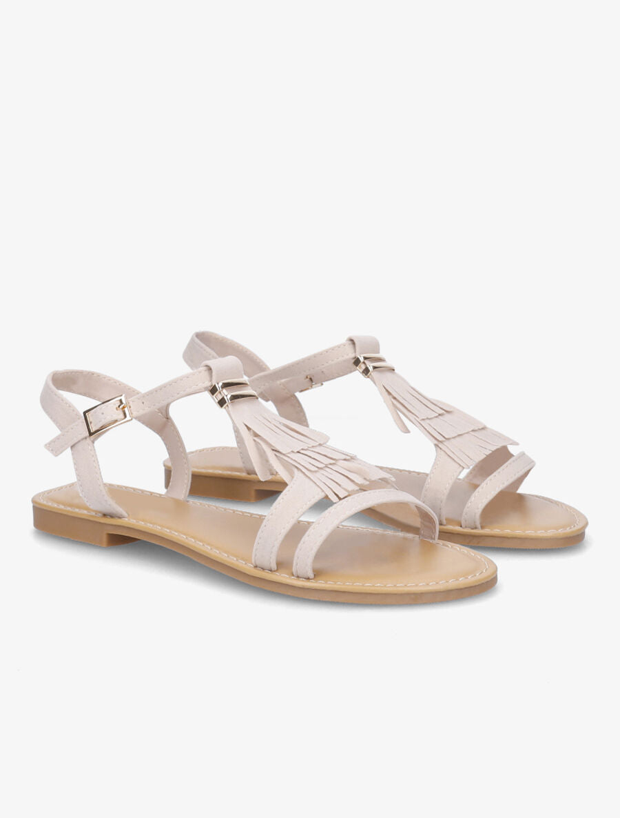 Nu-pieds à franges - Beige - 4