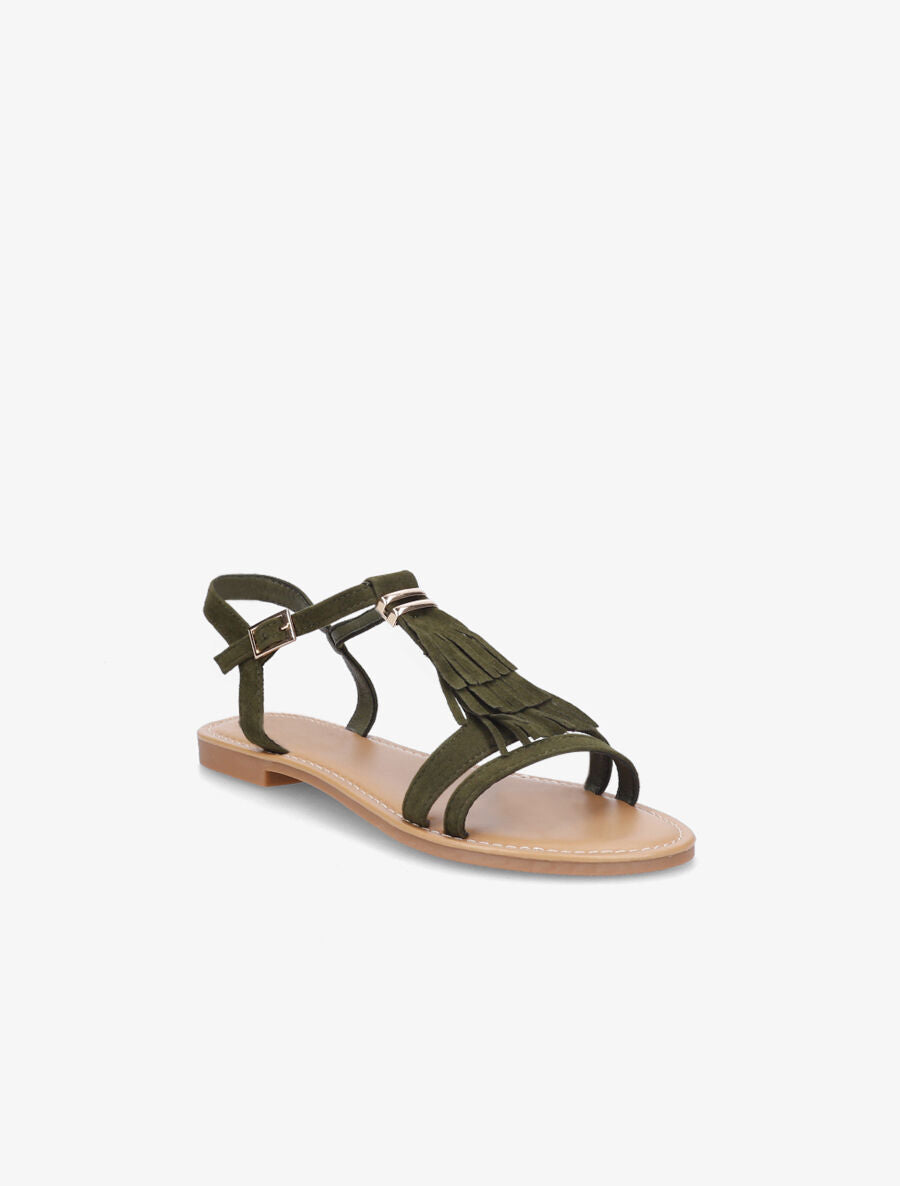Nu-pieds à franges - Kaki - 2