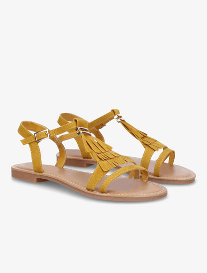Nu-pieds à franges - Moutarde - 4