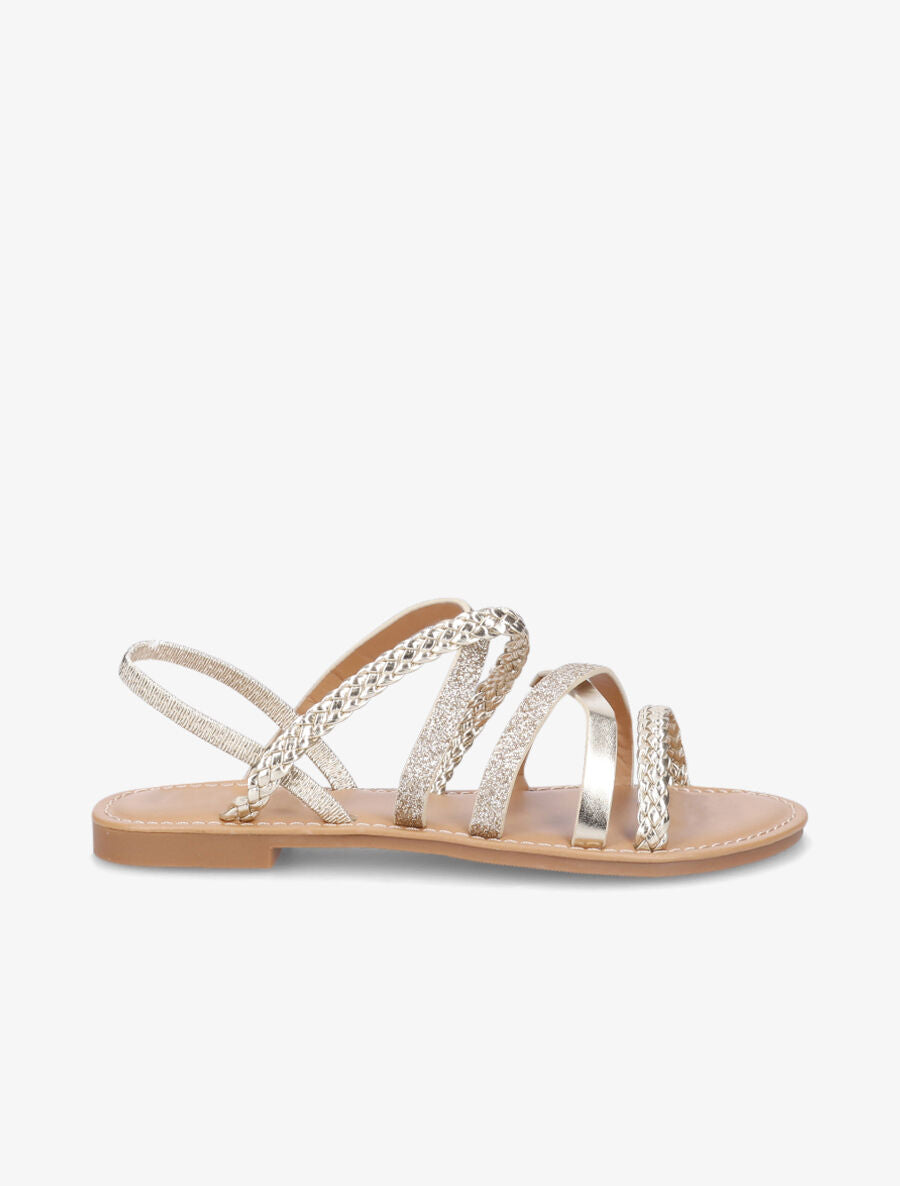 Nu-pieds à multibrides et contrefort élastiqué - Or - 1