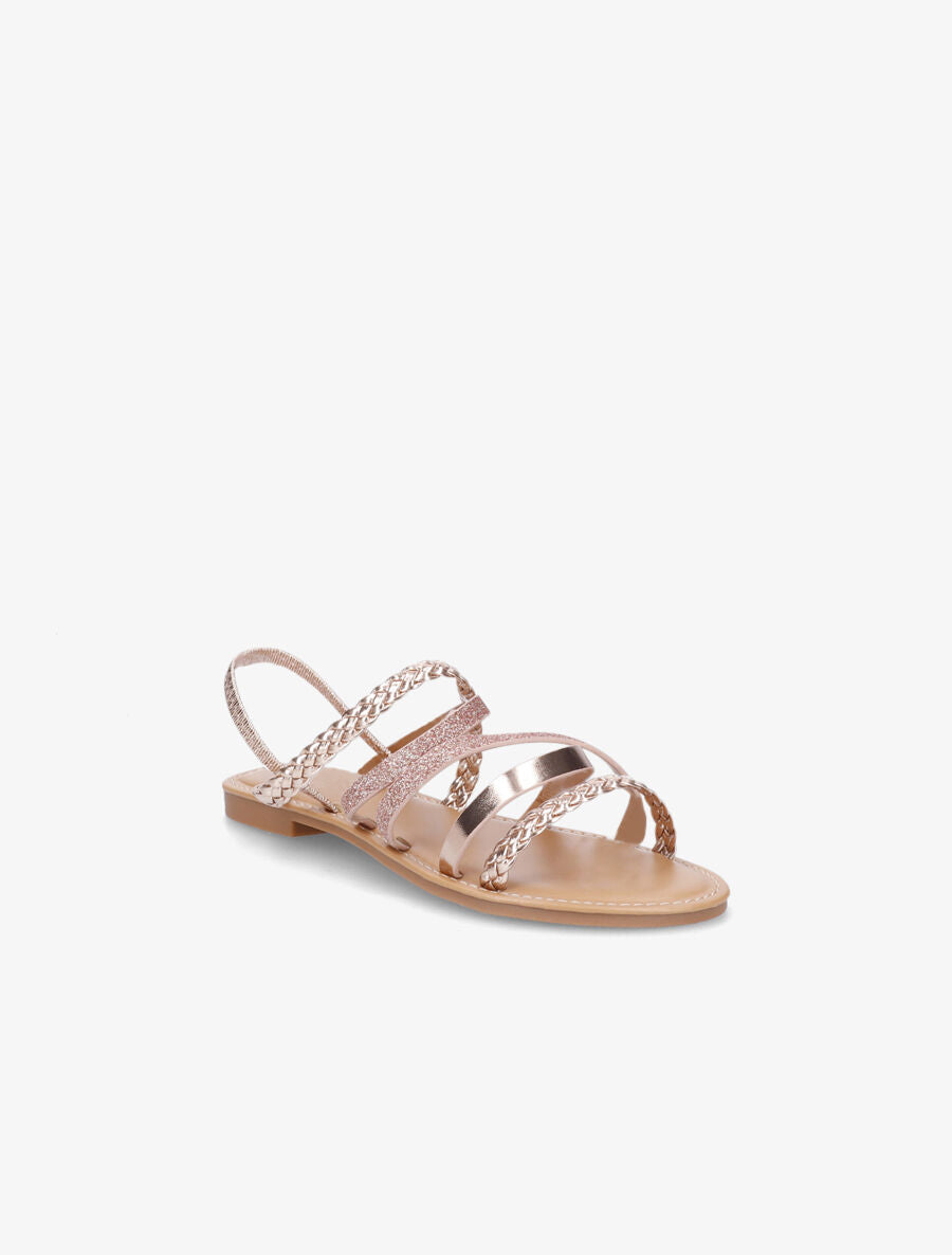 Nu-pieds à multibrides et contrefort élastiqué - Rose gold - 2