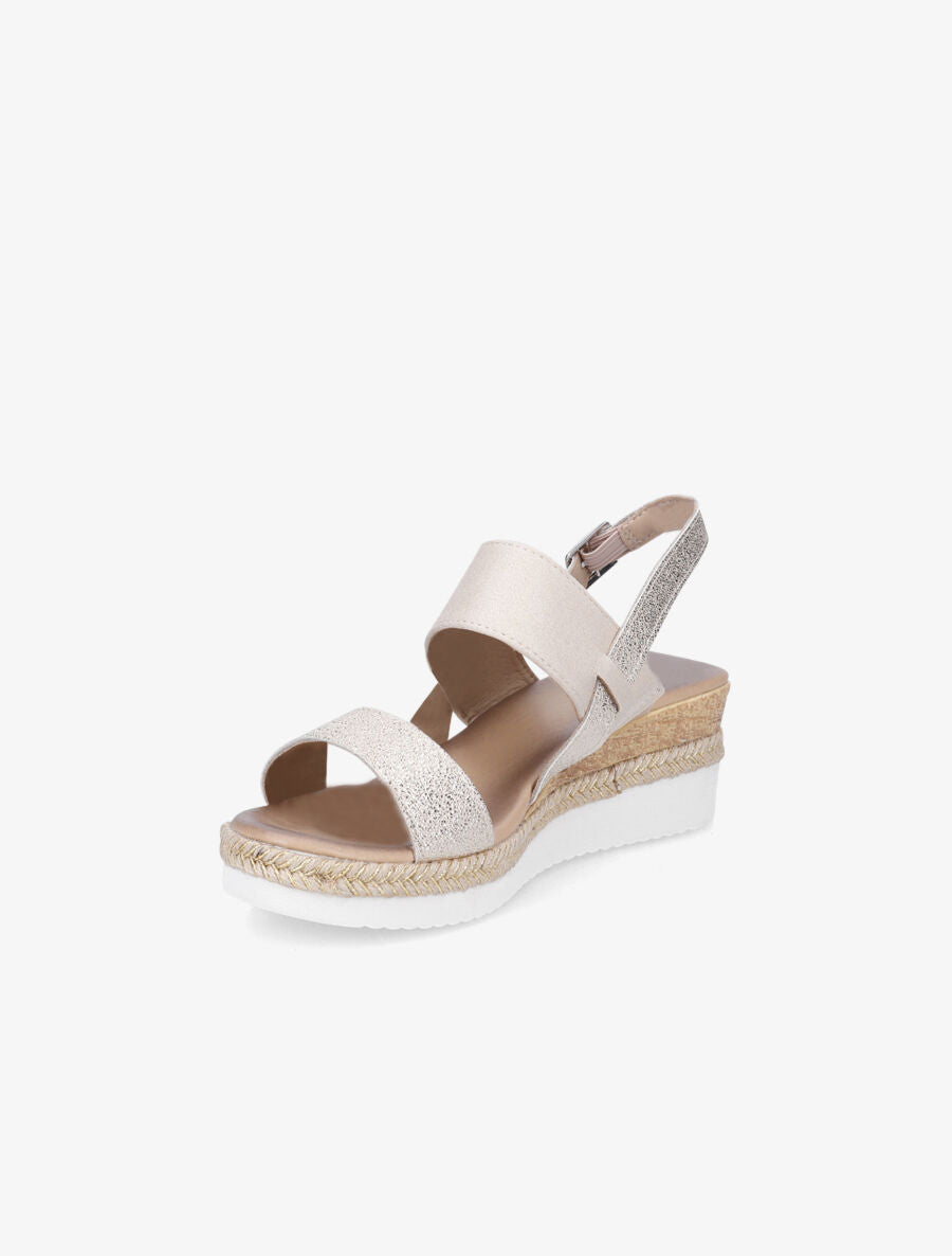 Sandales compensées bi-matière - Beige - 3