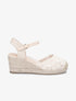 Sandales compensées bi-matière style espadrilles - Beige - 1