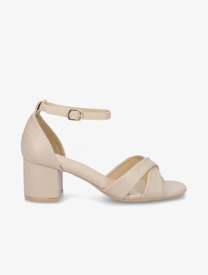 Sandales mi-haute croisées - Beige - 1