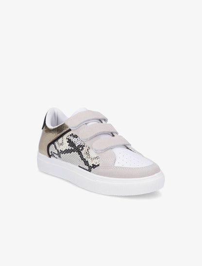 Sneakers bi matière à imprimé python - Taupe - 2
