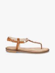 Nu-pieds en simili et bijoux en tourbillons - Camel - 5