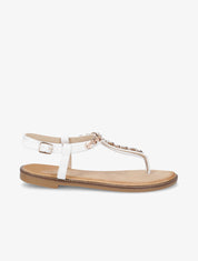 Nu-pieds en simili et bijoux en tourbillons - Blanc - 1