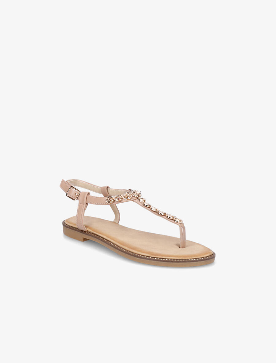 Nu-pieds en simili et bijoux en tourbillons - Nude - 2