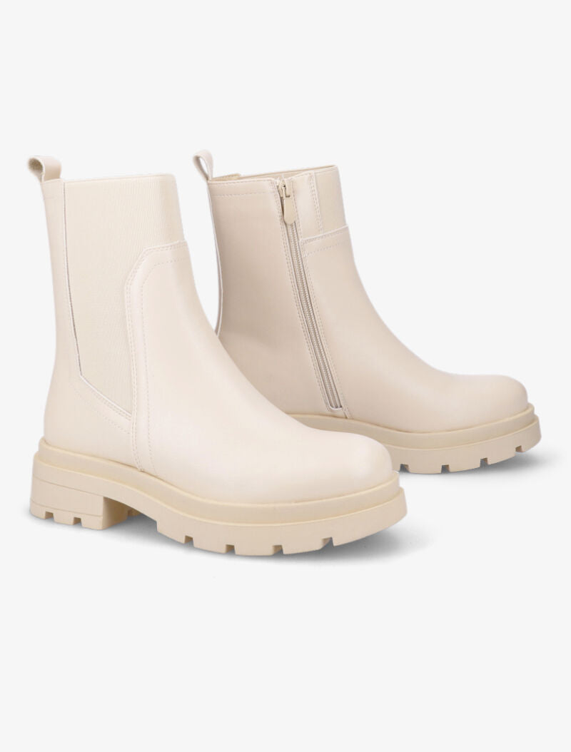 Bottines plates à semelles crantées - Beige - 1