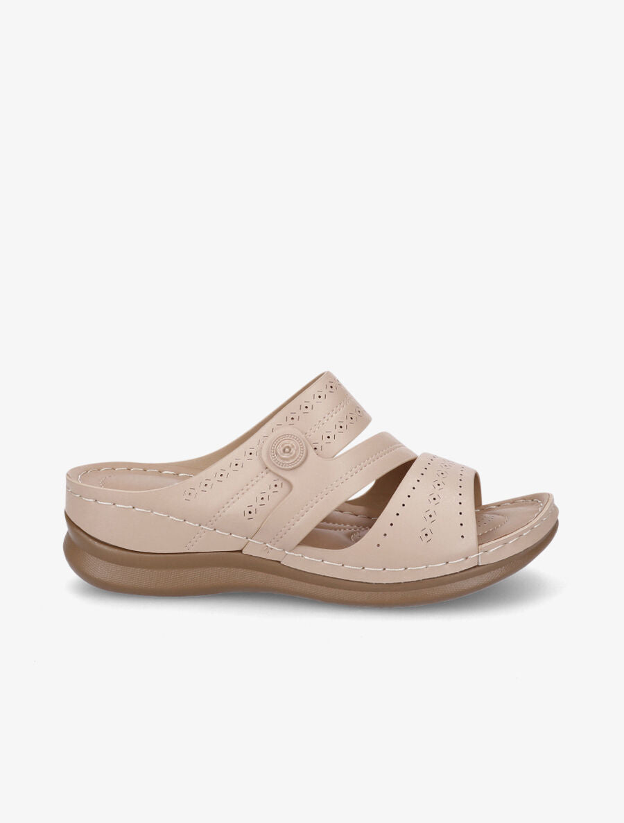 Claquettes compensées ajourées - Beige - 1