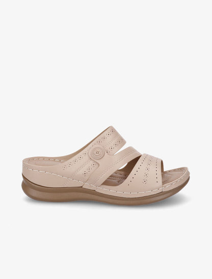 Claquettes compensées ajourées - Beige - 1