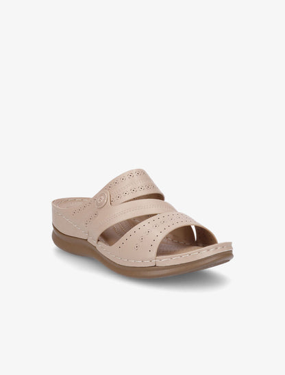 Claquettes compensées ajourées - Beige - 2