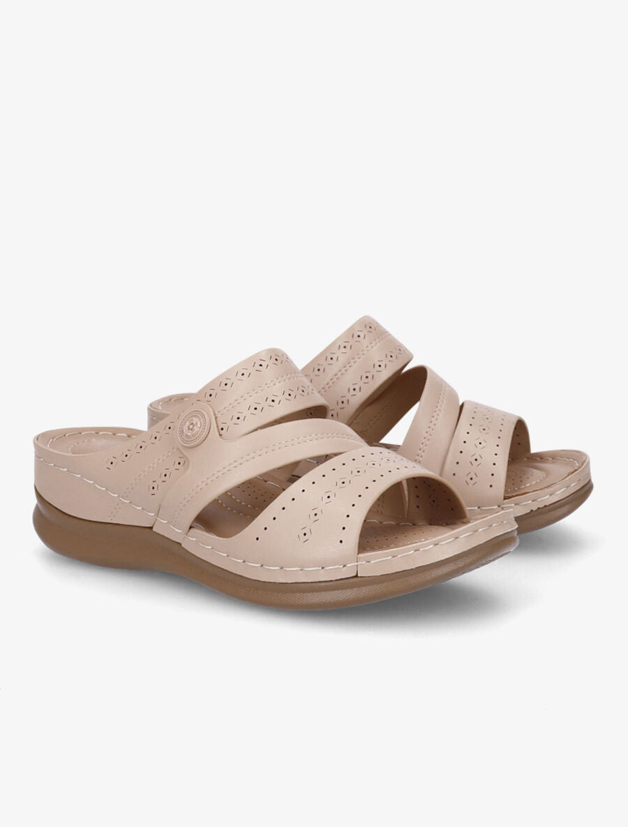 Claquettes compensées ajourées - Beige - 4