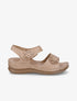 Sandales compensées ajourées et scratch - Beige - 1