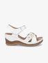 Sandales compensées à fleurs et strass - Blanc - 5