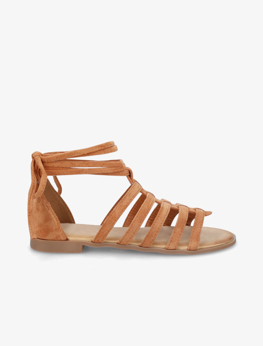 Nu-pieds en suédine à lanières - Camel - 6
