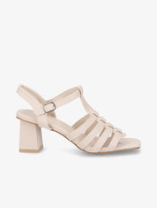 Sandales à talon style spartiates - Beige - 1