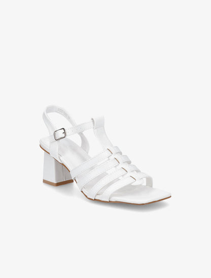 Sandales à talon style spartiates - Blanc - 2