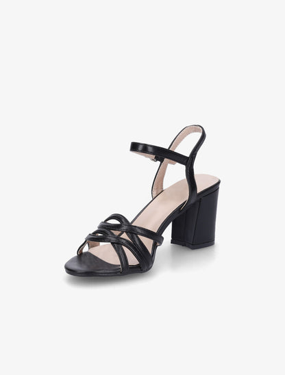 Sandales en simili à brides entrelacées - Noir - 3