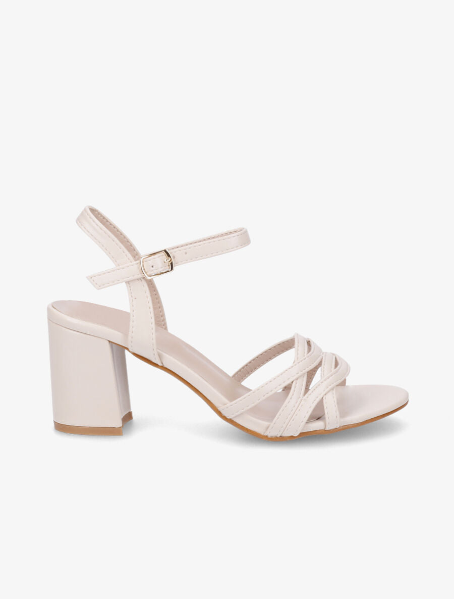 Sandales en simili à brides entrelacées - Beige - 5