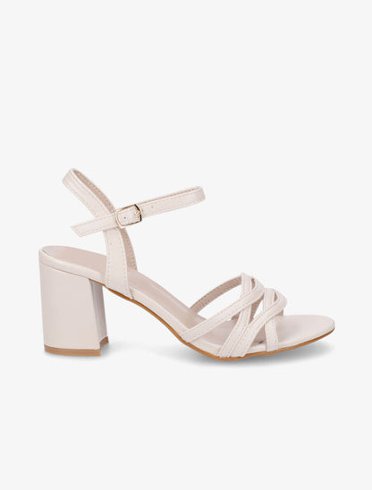 Sandales en simili à brides entrelacées - Beige - 5