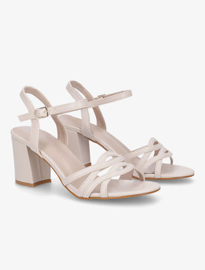 Sandales en simili à brides entrelacées - Beige - 4