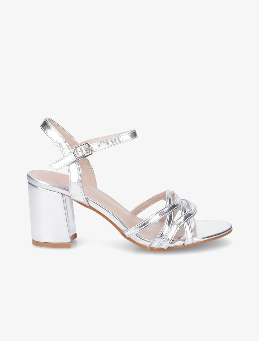 Sandales en simili à brides entrelacées - Argent - 1