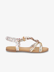 Nu-pieds imprimés et bijoux en bois - Blanc - 1