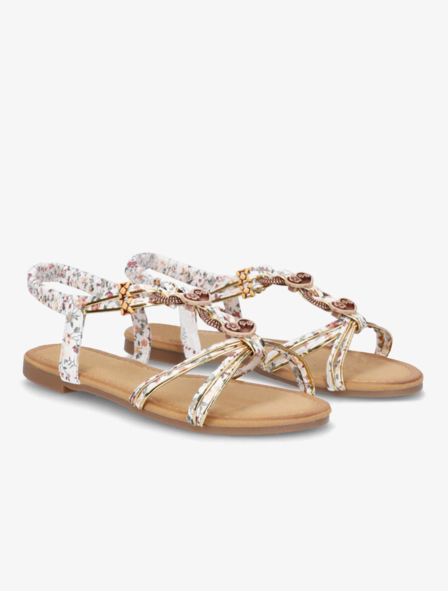 Nu-pieds imprimés et bijoux en bois - Blanc - 4