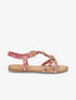 Nu-pieds imprimés et bijoux en bois - Rouge - 1